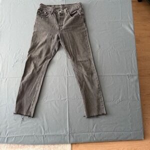 Levis 501 Original Gray High Rise Straight Leg Raw Hem Jeans W28 L30 Womens
